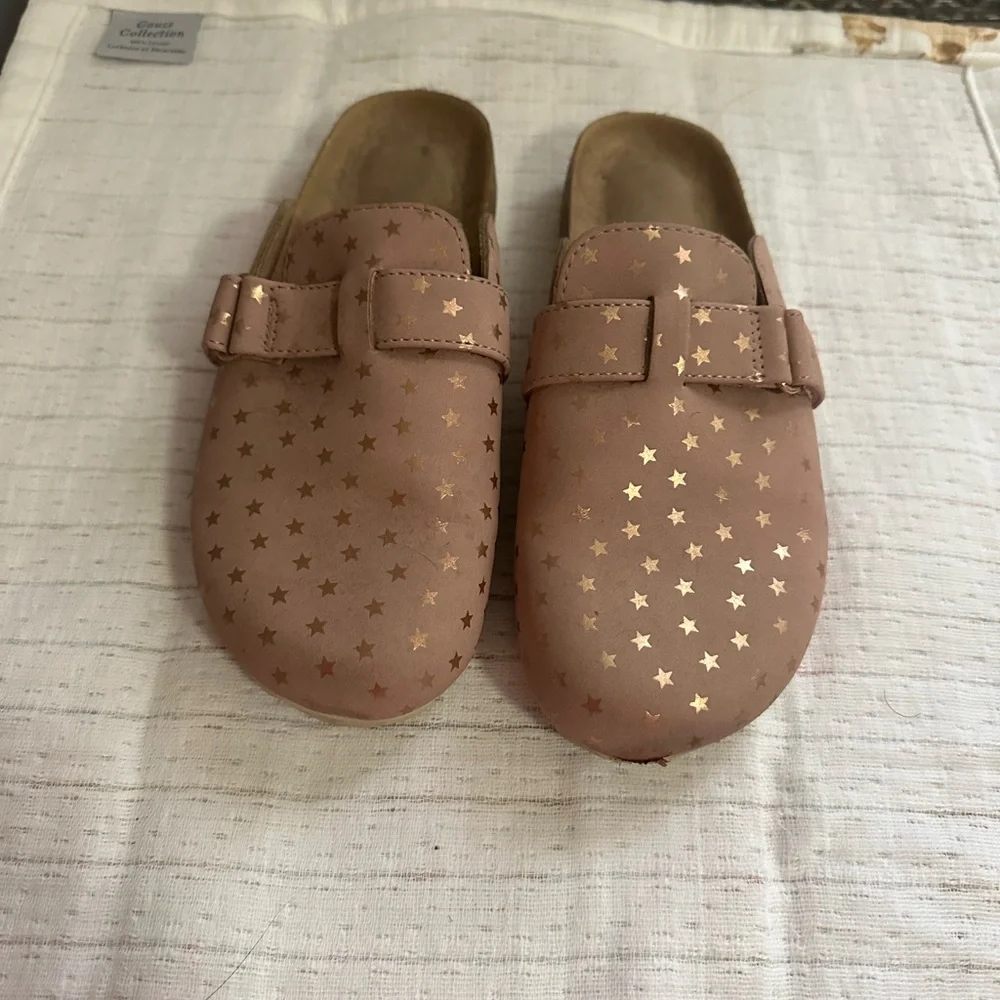 Cat & Jack Girls Pink Perry Slip-On Clogs Shoes Glitter Stars Size 2